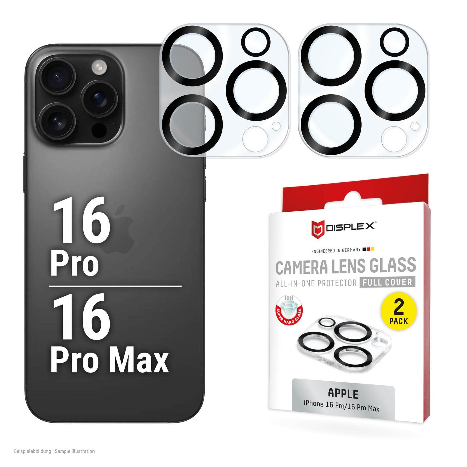 DISPLEX Full Cover Camera Lens Glass, iPhone 16 Pro/16 Pro Max (2 Stück) DISPLEX Full Cover Camera Lens Glass, iPhone 16 Pro/16 Pro Max (2 Stück)